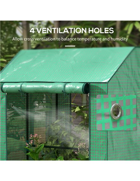 Outsunny 2-Room Green House, Mini Greenhouse with 2 Roll-up Doors, Vent Holes and Reinforced Cover, 100 x 80 x 150cm 845-957V00G - pic 39140 | FastDaddyshop