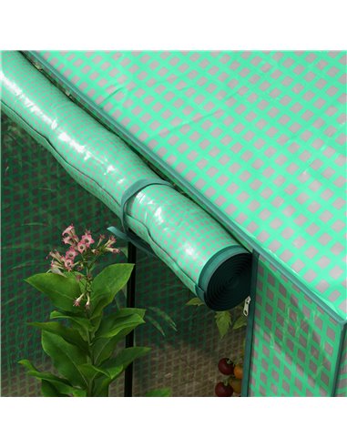 Outsunny 2-Room Green House, Mini Greenhouse with 2 Roll-up Doors, Vent Holes and Reinforced Cover, 100 x 80 x 150cm 845-957V00G