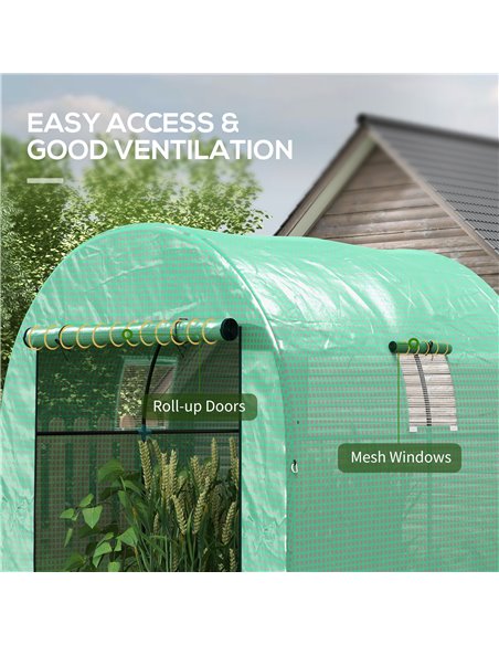 Outsunny Polytunnel Greenhouse Walk-in Grow House, Green 845-958V00GN - pic 39148 | FastDaddyshop