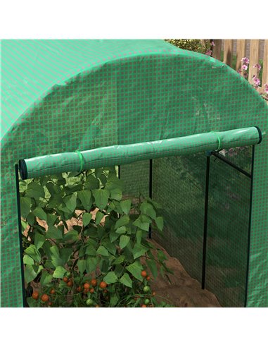 Outsunny Polytunnel Greenhouse Walk-in Grow House with UV-resistant PE Cover, Doors and Mesh Windows, 1.8 x 1.8 x 2m, Green 845-