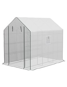 Outsunny Walk-in Greenhouse with 3 Tier Shelves, White 845-931V00WT