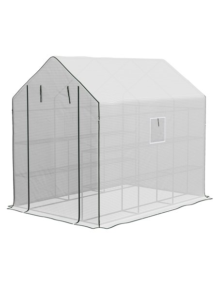 Outsunny Walk-in Greenhouse with 3 Tier Shelves, White 845-931V00WT - pic 39153 | FastDaddyshop