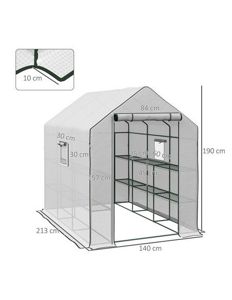 Outsunny Walk-in Greenhouse with 3 Tier Shelves, White 845-931V00WT - pic 39155 | FastDaddyshop