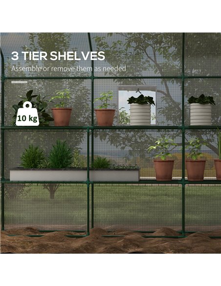 Outsunny Walk-in Greenhouse with 3 Tier Shelves, White 845-931V00WT - pic 39156 | FastDaddyshop