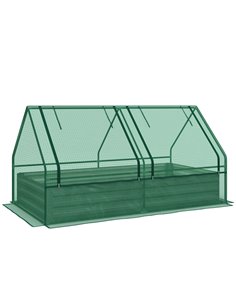 Outsunny Raised Garden Bed with Greenhouse, Green and Dark Grey 845-970V00GN