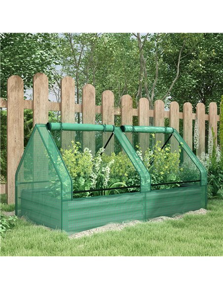 Outsunny Raised Garden Bed with Greenhouse, Green and Dark Grey 845-970V00GN - pic 39172 | FastDaddyshop
