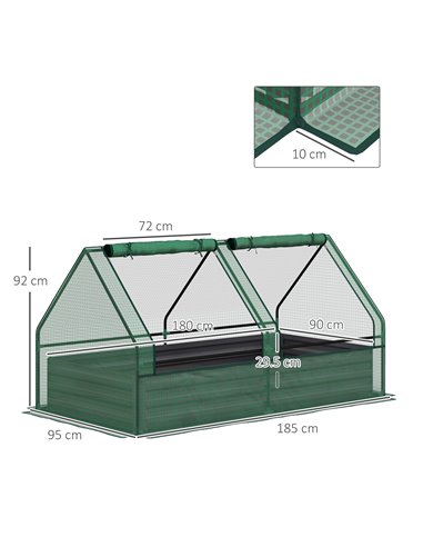 Outsunny Raised Garden Bed with Greenhouse, Green and Dark Grey 845-970V00GN