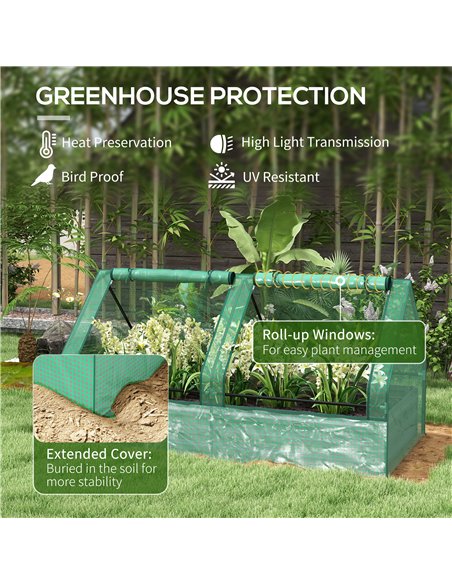 Outsunny Metal Planter Box with Cover, Raised Garden Bed with Greenhouse, for Herbs and Vegetables, Green and Dark Grey 845-970V - pic 39175 | FastDaddyshop
