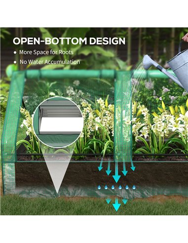 Outsunny Metal Planter Box with Cover, Raised Garden Bed with Greenhouse, for Herbs and Vegetables, Green and Dark Grey 845-970V