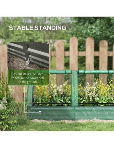 Outsunny Metal Planter Box with Cover, Raised Garden Bed with Greenhouse, for Herbs and Vegetables, Green and Dark Grey 845-970V