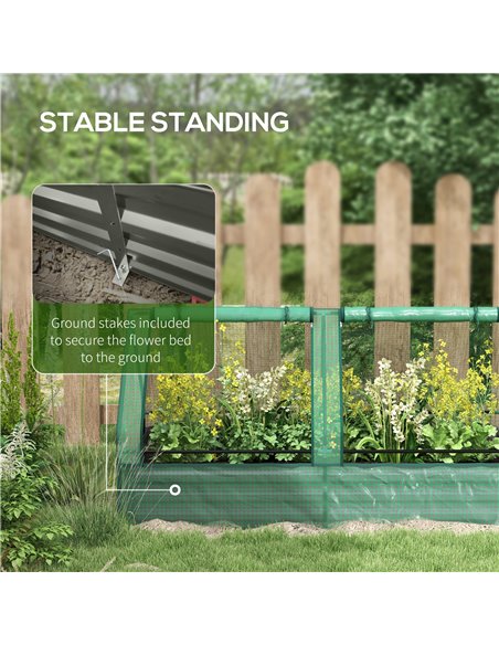 Outsunny Metal Planter Box with Cover, Raised Garden Bed with Greenhouse, for Herbs and Vegetables, Green and Dark Grey 845-970V - pic 39177 | FastDaddyshop