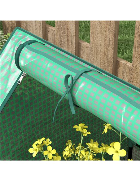 Outsunny Metal Planter Box with Cover, Raised Garden Bed with Greenhouse, for Herbs and Vegetables, Green and Dark Grey 845-970V - pic 39179 | FastDaddyshop