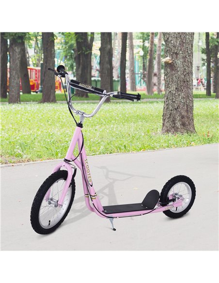 HOMCOM Air Tyre Scooter Adult Teen Push Scooter With Tyres Kids Stunt Scooter Ride On Alloy Wheel Pneumatic Tyres Pink - pic 3918 | FastDaddyshop