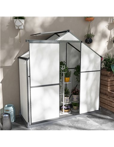 Outsunny 6 x 2.5ft Walk-In Polycarbonate Greenhouse, Dark Grey 845-950V00CG