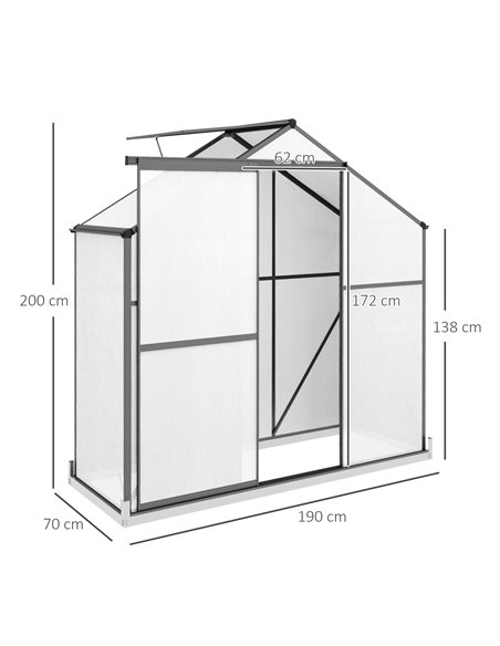 Outsunny 6 x 2.5ft Walk-In Polycarbonate Greenhouse, Dark Grey 845-950V00CG - pic 39182 | FastDaddyshop