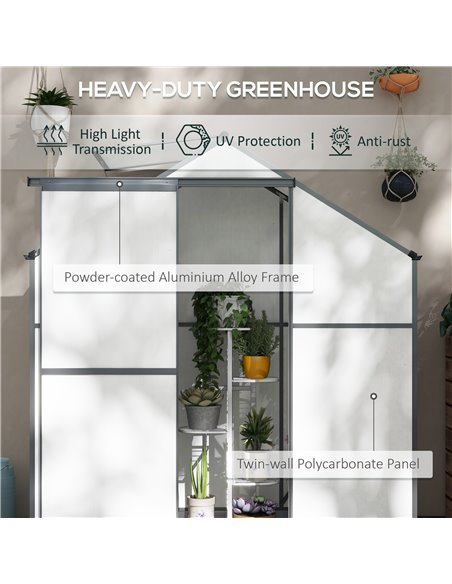 Outsunny 6 x 2.5ft Walk-In Polycarbonate Greenhouse, Dark Grey 845-950V00CG - pic 39183 | FastDaddyshop
