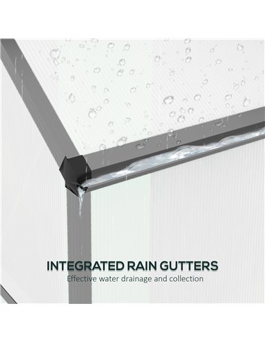 Outsunny 6 x 2.5ft Polycarbonate Greenhouse Walk-In Green House with Rain Gutter, Sliding Door, Window, Foundation, Dark Grey 84