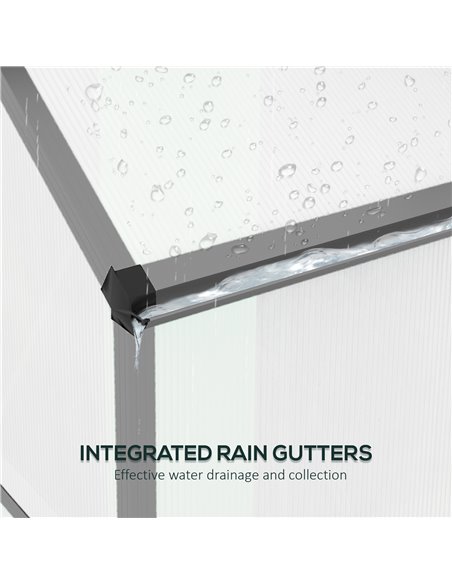 Outsunny 6 x 2.5ft Polycarbonate Greenhouse Walk-In Green House with Rain Gutter, Sliding Door, Window, Foundation, Dark Grey 84 - pic 39187 | FastDaddyshop