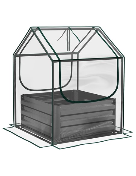 Outsunny Raised Garden Bed with Greenhouse, Clear and Dark Grey 845-971V01CR - pic 39189 | FastDaddyshop