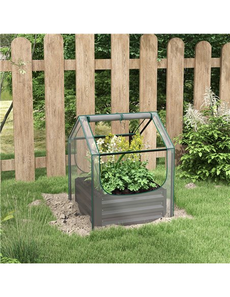 Outsunny Raised Garden Bed with Greenhouse, Clear and Dark Grey 845-971V01CR - pic 39190 | FastDaddyshop