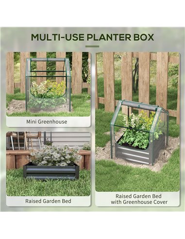 Outsunny Raised Garden Bed with Greenhouse, Clear and Dark Grey 845-971V01CR