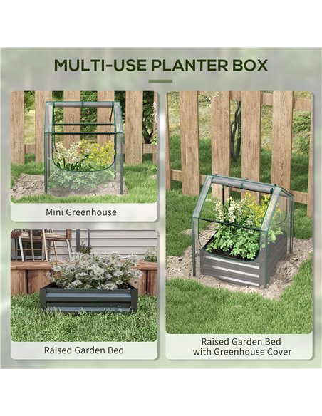 Outsunny Raised Garden Bed with Greenhouse, Clear and Dark Grey 845-971V01CR - pic 39191 | FastDaddyshop