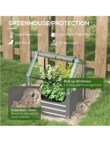 Outsunny Raised Garden Bed with Greenhouse, Clear and Dark Grey 845-971V01CR