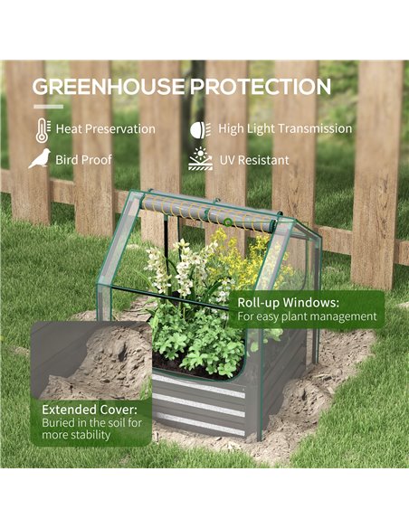 Outsunny Raised Garden Bed with Greenhouse, Clear and Dark Grey 845-971V01CR - pic 39192 | FastDaddyshop