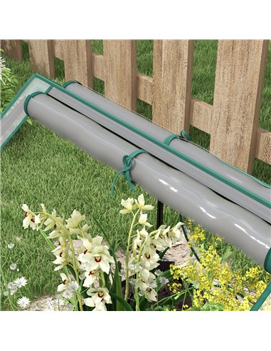 Outsunny Metal Planter Box with Cover, Raised Garden Bed with Greenhouse, for Herbs and Vegetables, Clear and Dark Grey 845-971V