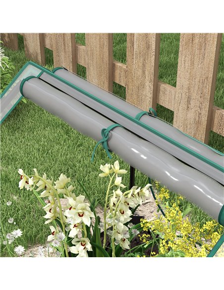 Outsunny Metal Planter Box with Cover, Raised Garden Bed with Greenhouse, for Herbs and Vegetables, Clear and Dark Grey 845-971V - pic 39195 | FastDaddyshop