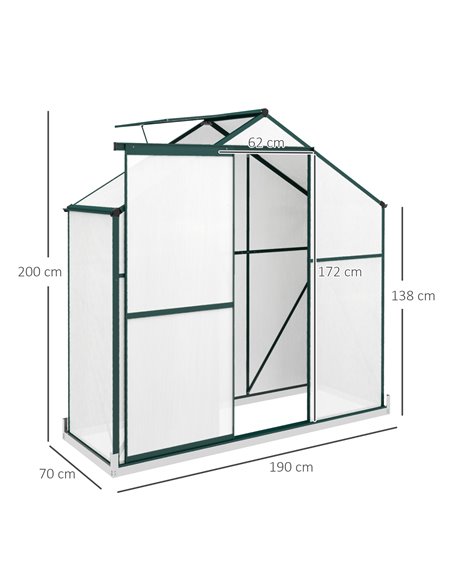 Outsunny 6 x 2.5ft Polycarbonate Walk-In Greenhouse, Green 845-950V00GN - pic 39200 | FastDaddyshop