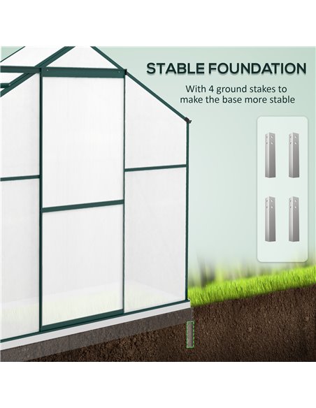Outsunny 6 x 2.5ft Polycarbonate Greenhouse Walk-In Green House with Rain Gutter, Sliding Door, Window, Foundation, Green 845-95 - pic 39202 | FastDaddyshop