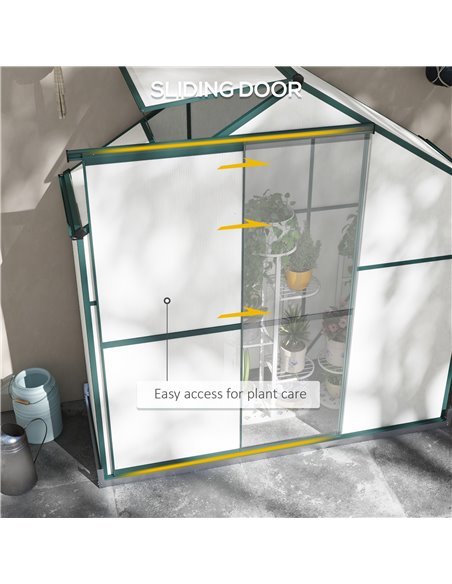 Outsunny 6 x 2.5ft Polycarbonate Greenhouse Walk-In Green House with Rain Gutter, Sliding Door, Window, Foundation, Green 845-95 - pic 39203 | FastDaddyshop