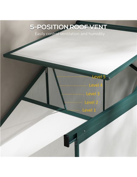 Outsunny 6 x 2.5ft Polycarbonate Greenhouse Walk-In Green House with Rain Gutter, Sliding Door, Window, Foundation, Green 845-95 - pic 39204 | FastDaddyshop