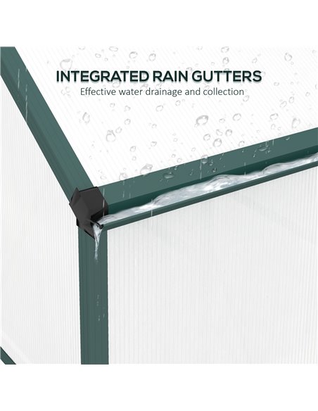 Outsunny 6 x 2.5ft Polycarbonate Greenhouse Walk-In Green House with Rain Gutter, Sliding Door, Window, Foundation, Green 845-95 - pic 39205 | FastDaddyshop