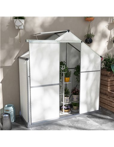 Outsunny 6 x 2.5ft Polycarbonate Walk-In Greenhouse, Silver 845-950V00SR