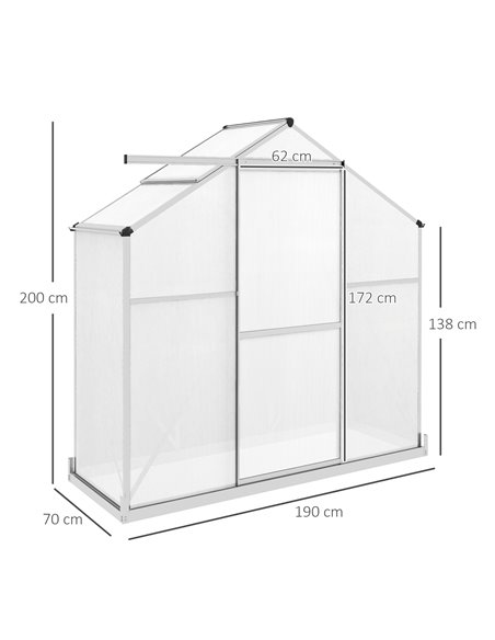 Outsunny 6 x 2.5ft Polycarbonate Walk-In Greenhouse, Silver 845-950V00SR - pic 39209 | FastDaddyshop