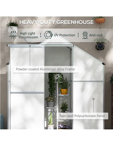 Outsunny 6 x 2.5ft Polycarbonate Walk-In Greenhouse, Silver 845-950V00SR