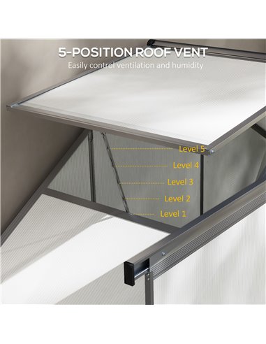 Outsunny 6 x 2.5ft Polycarbonate Greenhouse Walk-In Green House with Rain Gutter, Sliding Door, Window, Foundation, Silver 845-9