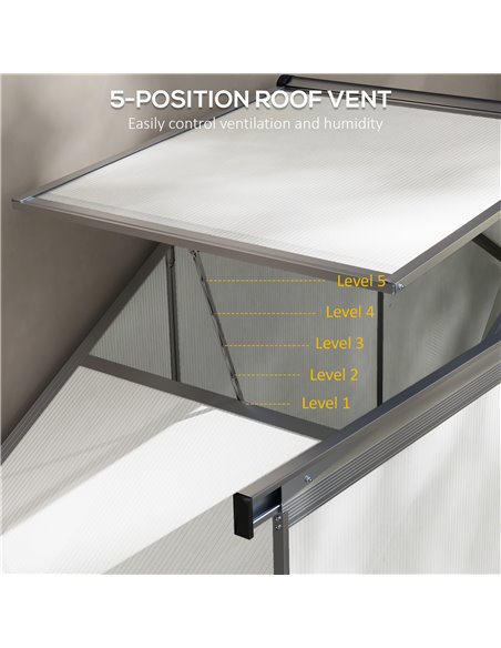 Outsunny 6 x 2.5ft Polycarbonate Greenhouse Walk-In Green House with Rain Gutter, Sliding Door, Window, Foundation, Silver 845-9 - pic 39213 | FastDaddyshop