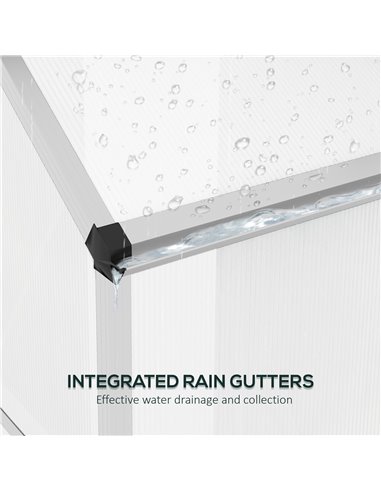 Outsunny 6 x 2.5ft Polycarbonate Greenhouse Walk-In Green House with Rain Gutter, Sliding Door, Window, Foundation, Silver 845-9
