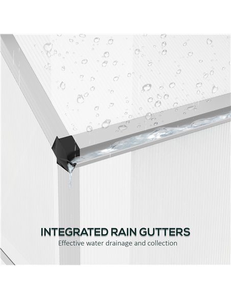 Outsunny 6 x 2.5ft Polycarbonate Greenhouse Walk-In Green House with Rain Gutter, Sliding Door, Window, Foundation, Silver 845-9 - pic 39214 | FastDaddyshop