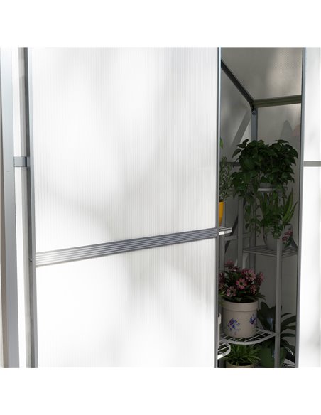 Outsunny 6 x 2.5ft Polycarbonate Greenhouse Walk-In Green House with Rain Gutter, Sliding Door, Window, Foundation, Silver 845-9 - pic 39215 | FastDaddyshop