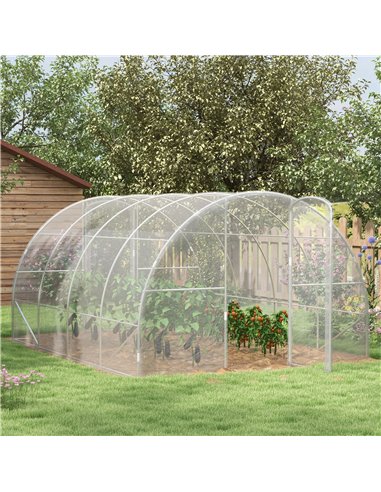 Outsunny Polytunnel Greenhouse Walk-in Grow House, 4 x 3 x 2m, Clear 84H-004V01CR