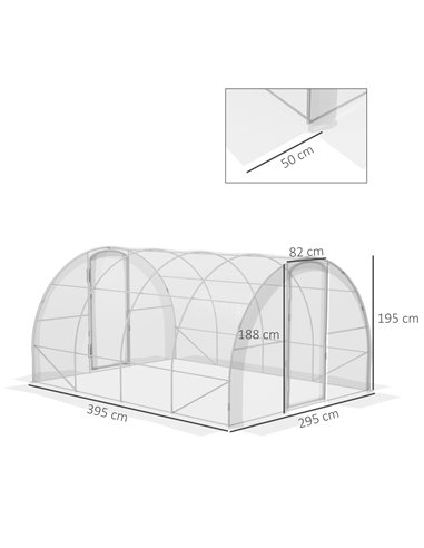 Outsunny Polytunnel Greenhouse Walk-in Grow House, 4 x 3 x 2m, Clear 84H-004V01CR