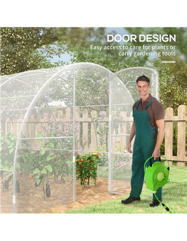 Outsunny Polytunnel Greenhouse Walk-in Grow House, 4 x 3 x 2m, Clear 84H-004V01CR