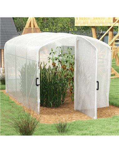 Outsunny Polytunnel Greenhouse Walk-in Grow House, 2 x 2 x 2m, White 84H-010V00WT