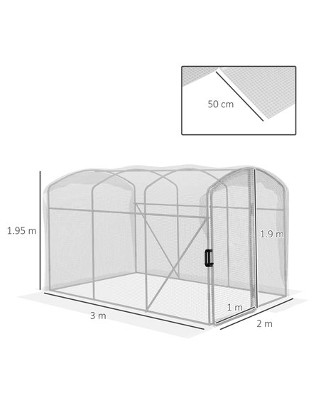 Outsunny Polytunnel Greenhouse Walk-in Grow House with UV-resistant PE Cover, Door and Galvanised Steel Frame, 2 x 2 x 2m, White - pic 39236 | FastDaddyshop