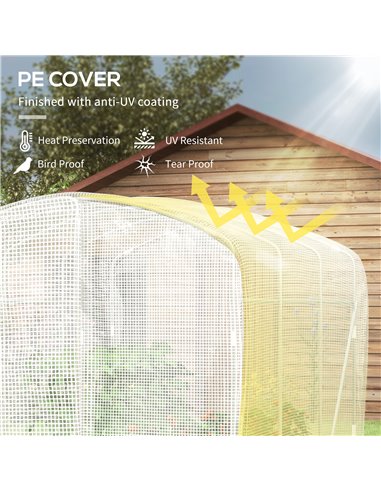 Outsunny Polytunnel Greenhouse Walk-in Grow House with UV-resistant PE Cover, Door and Galvanised Steel Frame, 2 x 2 x 2m, White