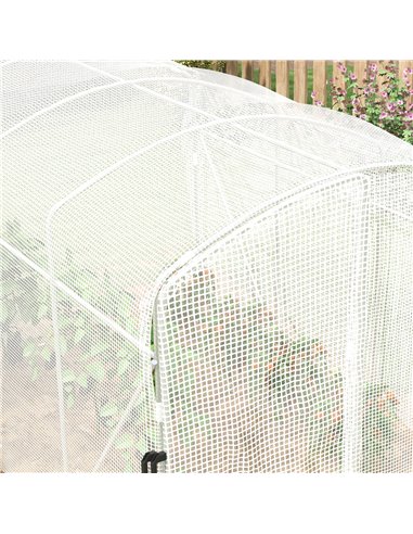 Outsunny Polytunnel Greenhouse Walk-in Grow House with UV-resistant PE Cover, Door and Galvanised Steel Frame, 2 x 2 x 2m, White